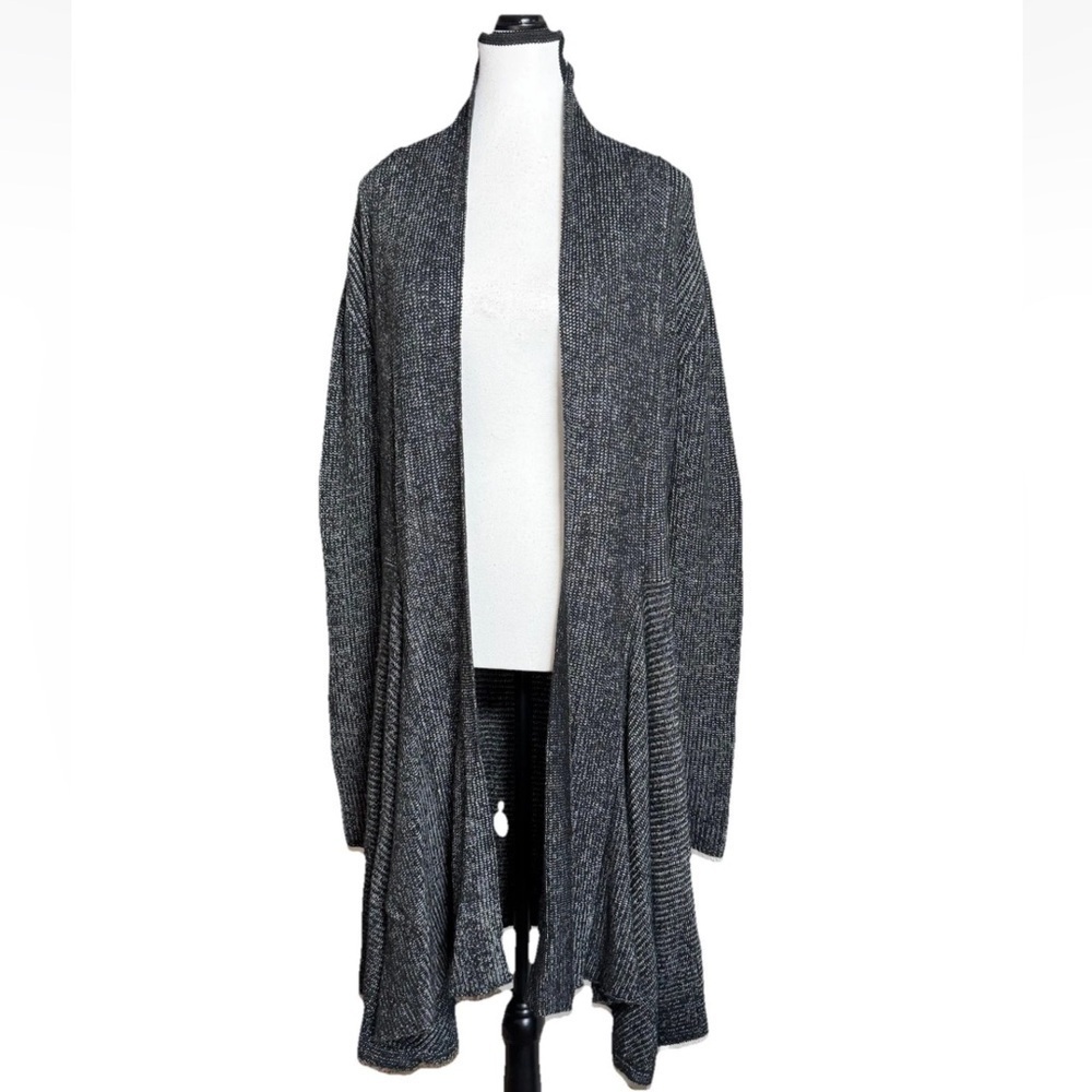 Cabi Cloak Black Marled Knit Longline Duster Cardigan Sweater Medium Style #3530